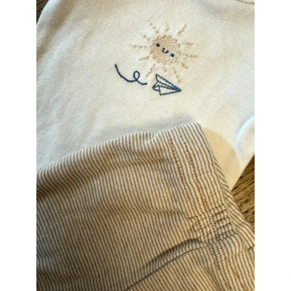 Carters Preemie Baby Boy Outfit Short Sleeved Bodysuit Pants Stripe Sun Airplane